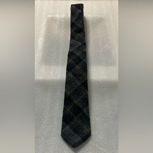 Woolrich 100% Wool Plaid Tie Charcoal Brown Made in USA Saks Fifth Ave NWT